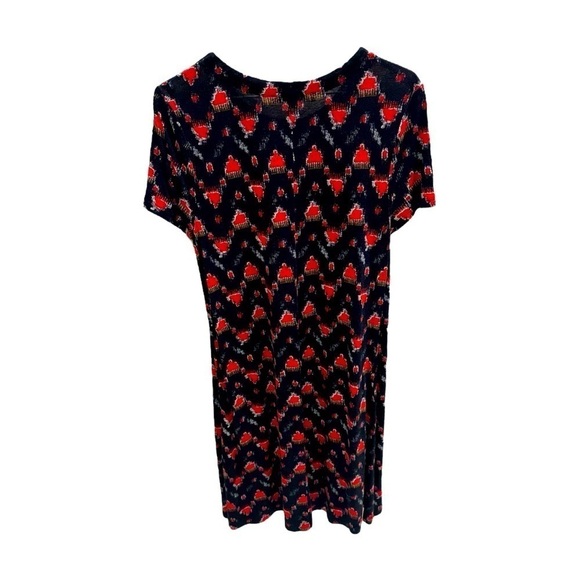 LOFT Red Blue Patterned Swing Dress Women's Size Medium - Picture 2 of 3